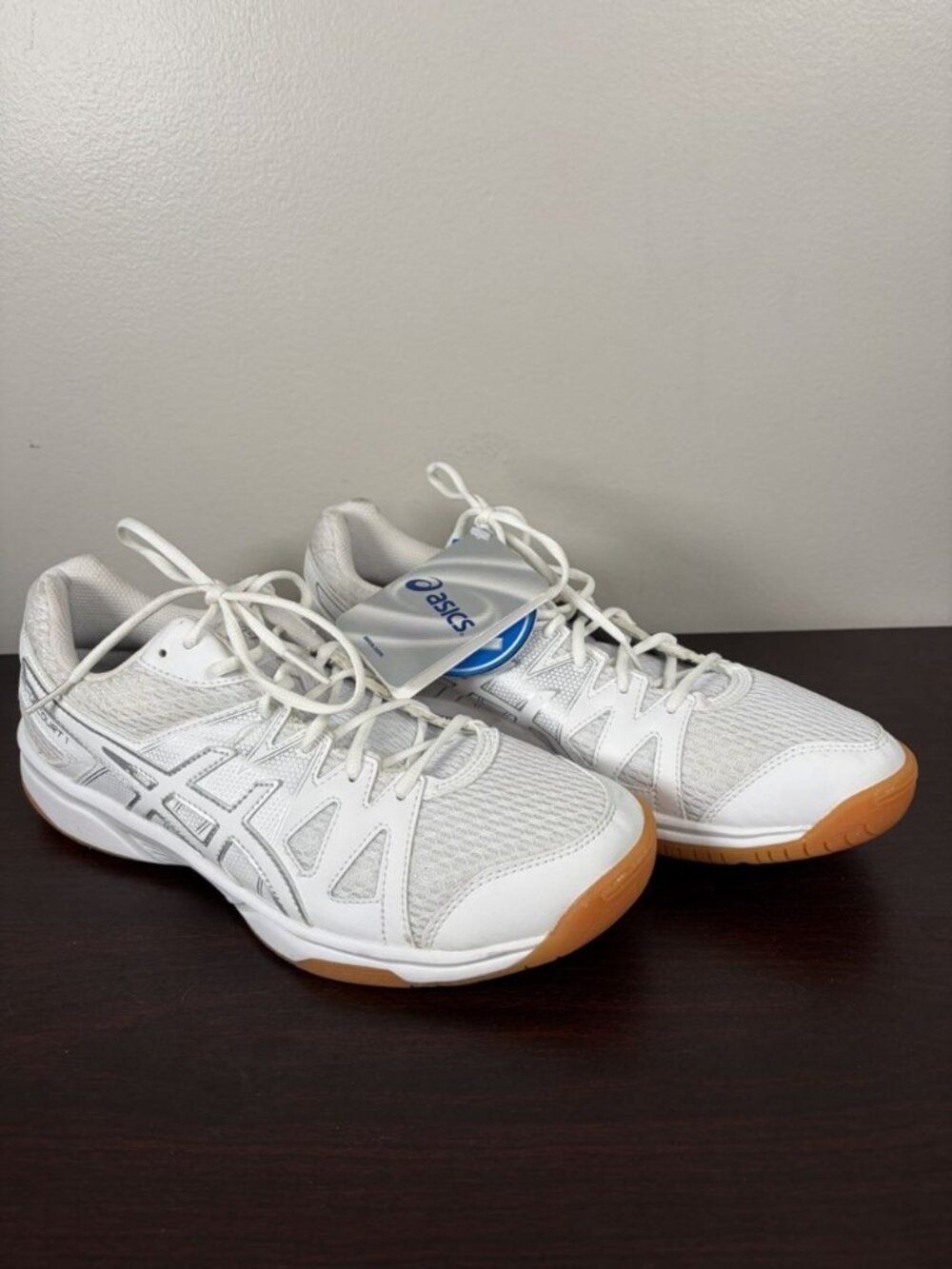 Asics Gel Upcourt Volleyball Shoe Women's size 11 B45AQ White Silver NWT